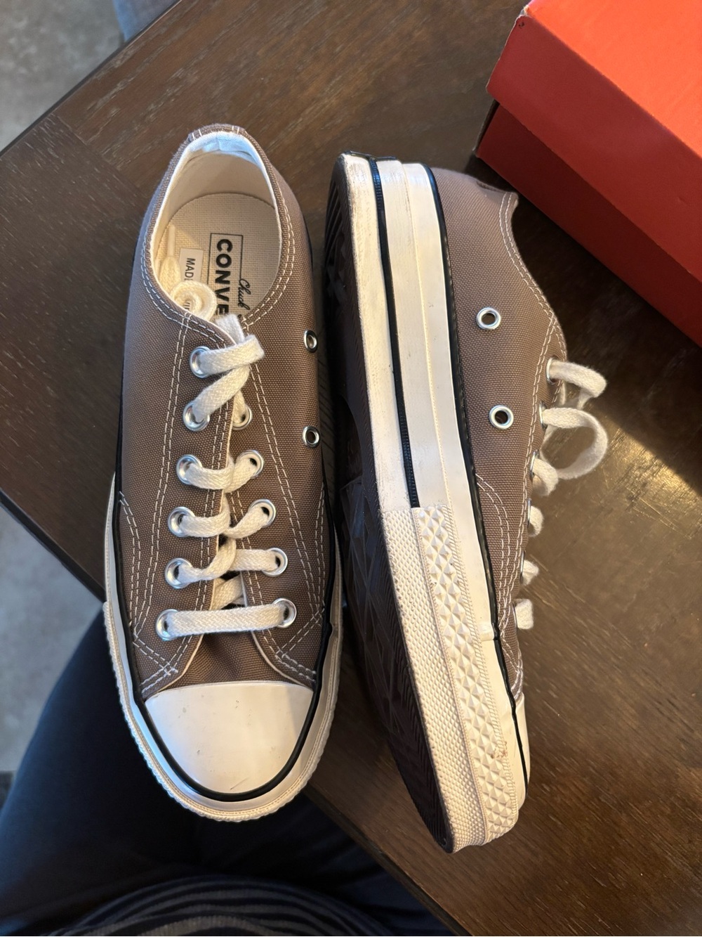 Converse Low Top Sneakers - Brown with White Trim
